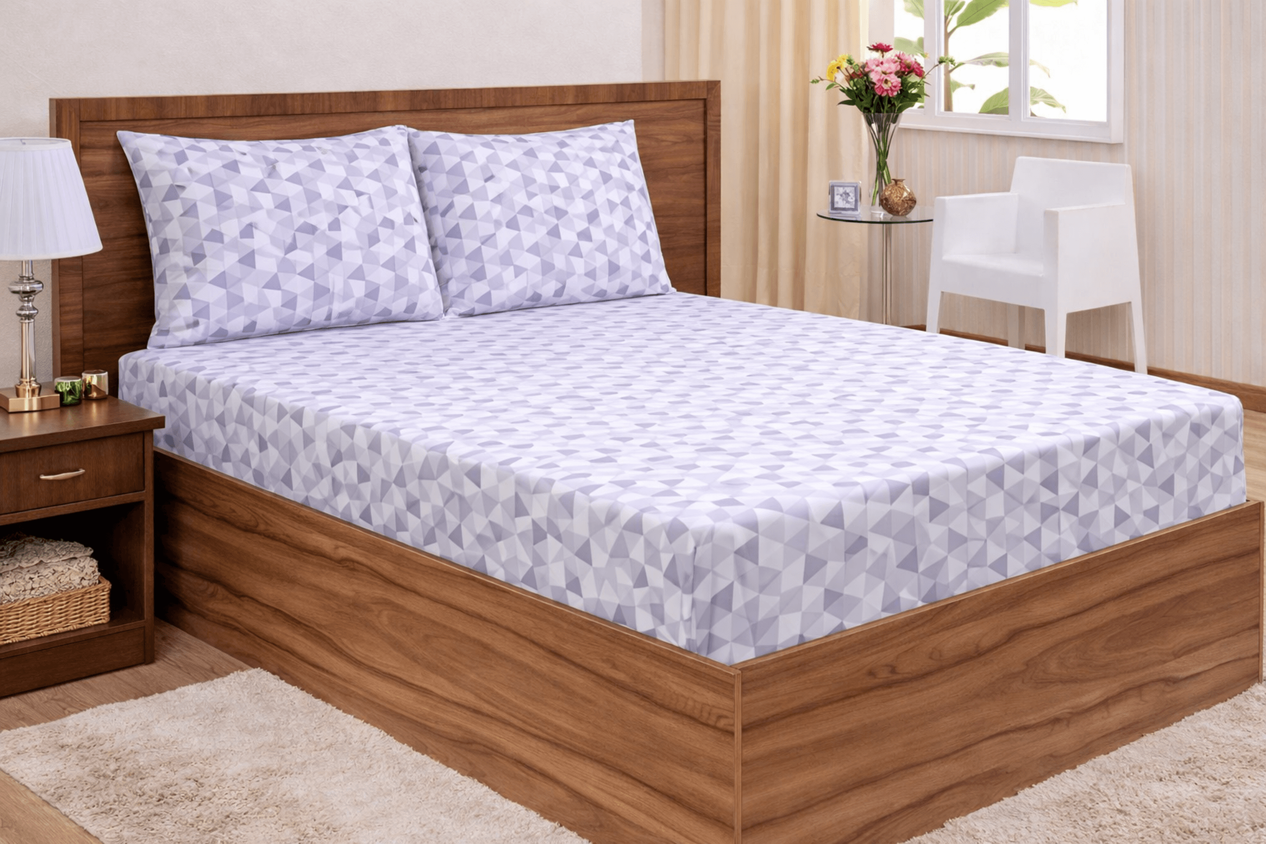 Jogo de Lençol King Percal 200 Fios 3 peças Estampado.