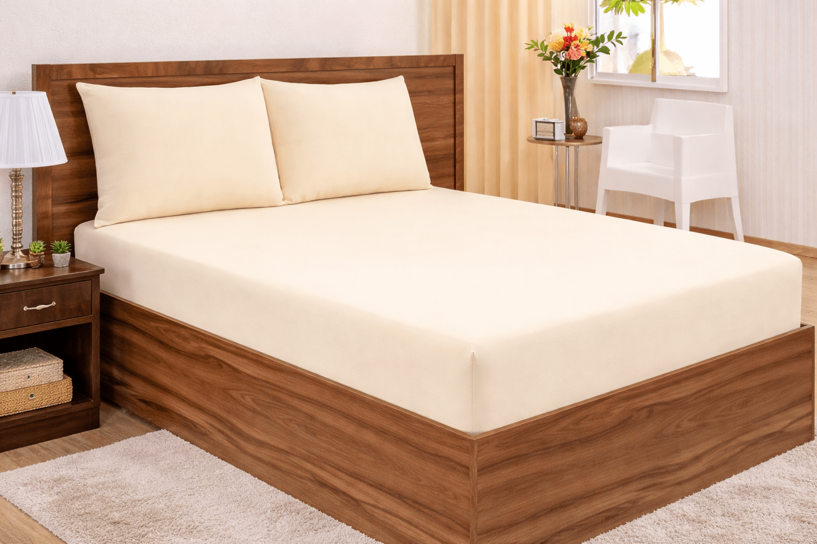 Jogo de Lençol Queen Percal 200 Fios 3 peças Liso.