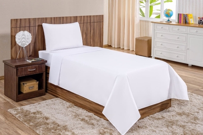 Jogo de Lençol Solteiro Percal 200 Fios 3 peças Liso. miniatura 4