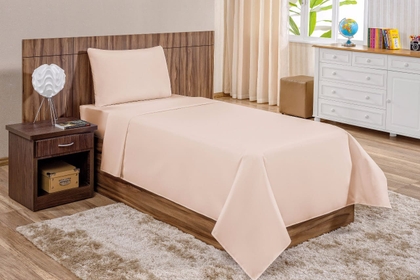 Jogo de Lençol Solteiro Percal 200 Fios 3 peças Liso. miniatura 3