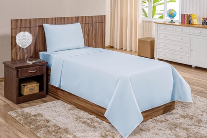 Jogo de Lençol Solteiro Percal 200 Fios 3 peças Liso. miniatura 2